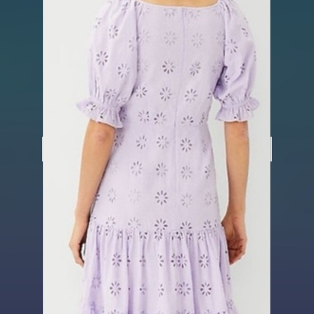 Ann Taylor Lilac Eyelet Midi Dress - Picture 2 of 8